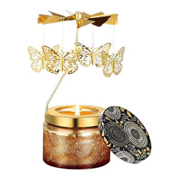 A Gift from the heart Rotating Scented Candle with gold butterfly charms - Picture 2 of 11